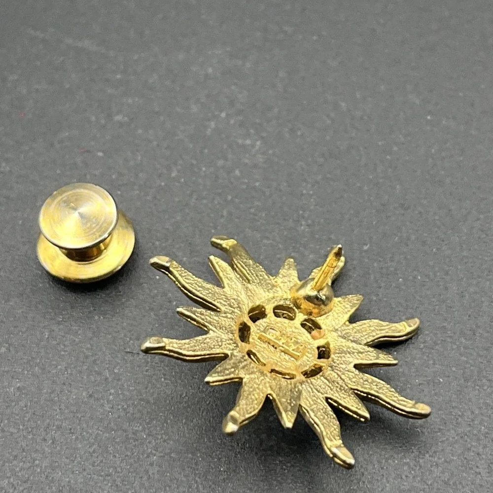 Sun Gold Tone Reflective Ball‎ Lapel Hat Pin